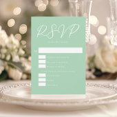 Soft Mint Green White Script Spring Wedding RSVP Karte