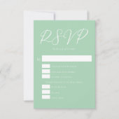 Soft Mint Green White Script Spring Wedding RSVP Karte (Vorderseite)