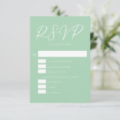 Soft Mint Green White Script Spring Wedding RSVP Karte (Stehend Vorderseite)
