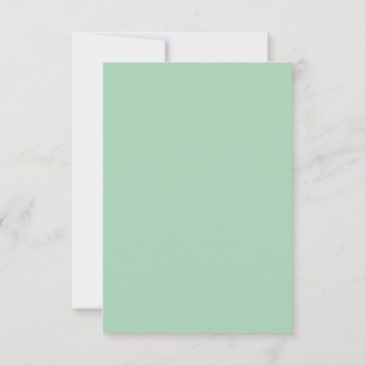 Soft Mint Green White Script Spring Wedding RSVP Karte (Rückseite)