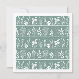 Soft Mist Teal Minimale Botanische Streifen Mitteilungskarte