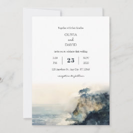 Soft Misty Coastal Cliff Morning Beach Hochzeit Einladung