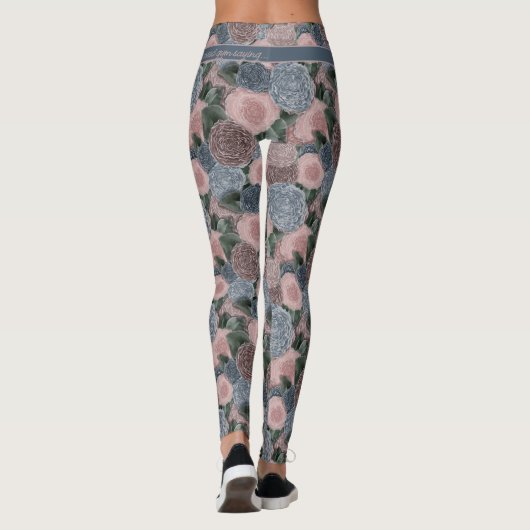 Soft Mled Peony Pattern mit Ihrem eigenen Angebot Leggings (Rückseite)