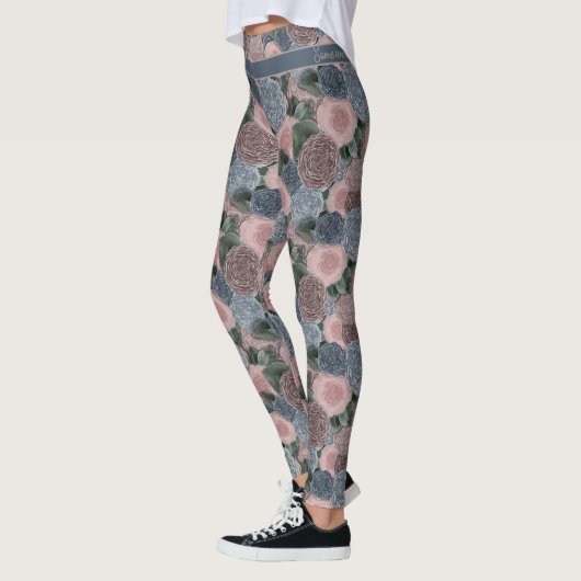 Soft Mled Peony Pattern mit Ihrem eigenen Angebot Leggings (Links)