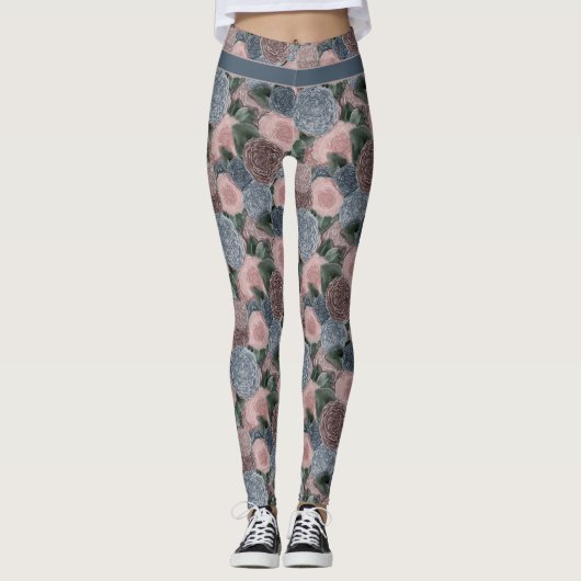 Soft Mled Peony Pattern mit Ihrem eigenen Angebot Leggings (Vorderseite)