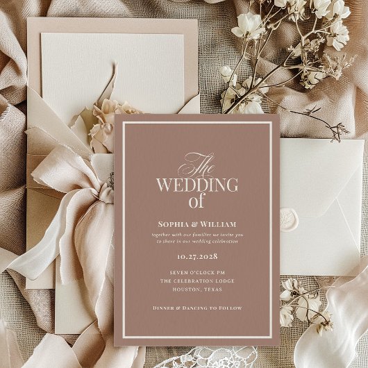 Soft Mocha Taupe | Luxe Neutral Wedding Einladung