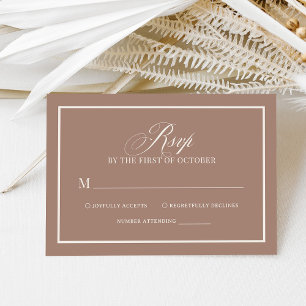 Soft Mocha Taupe   Luxuriöse neutrale Hochzeit RSVP Karte