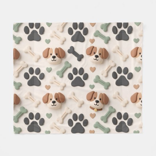 Soft Modern Farmhouse Paw Print Fleece Pet Blanket (Vorderseite (Horizontal))
