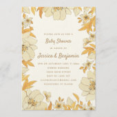 Soft Modern Neutral Floral Baby Shower Photo Einladung (Vorderseite)