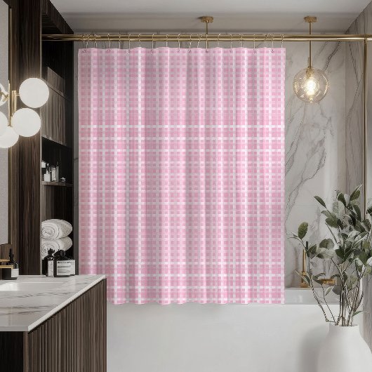 Soft Modern Pink Tartan Curtain Subtle and Sleek Duschvorhang