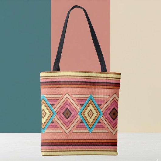 Soft Multi-Color Diamond & Stripe Tasche