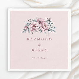 Soft Mute Dusty Pink Peony Wedding Serviette
