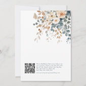 Soft Mute Earthy Tone Floral Water Foto QR Save The Date (Rückseite)