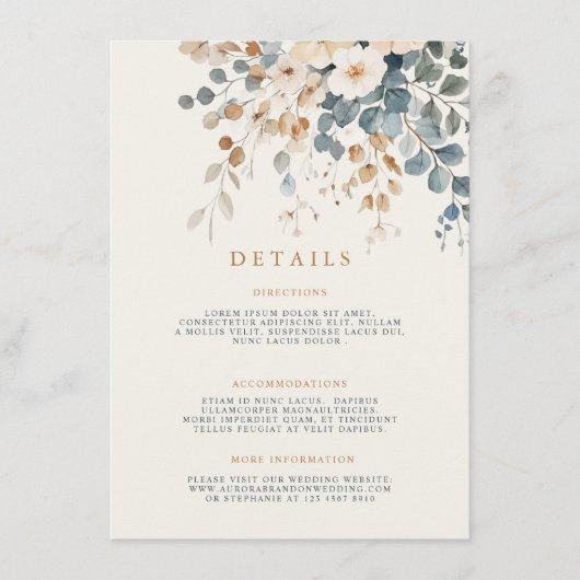 Soft Mute Earthy Tone Floral Water Wedding Begleitkarte (Vorderseite)