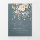 Soft Mute Earthy Tone Floral Water Wedding Dreifach Gefaltete Ankündigung (Cover)