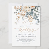 Soft Mute Earthy Tone Floral Water Wedding Einladung (Vorderseite)