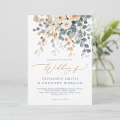 Soft Mute Earthy Tone Floral Water Wedding Einladung (Stehend Vorderseite)