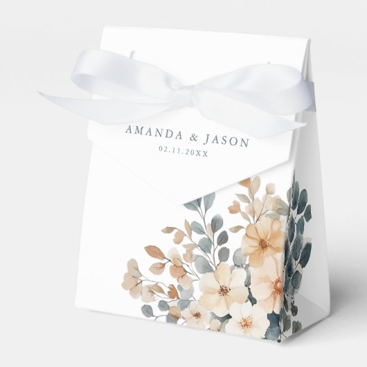 Soft Mute Earthy Tone Floral Water Wedding Geschenkschachtel (Vorderseite)