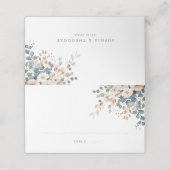 Soft Mute Earthy Tone Floral Water Wedding Platzkarte (Außenseite Aufgefaltet)