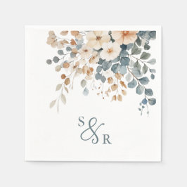 Soft Mute Earthy Tone Floral Water Wedding Serviette