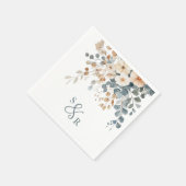 Soft Mute Earthy Tone Floral Water Wedding Serviette (Ecke)