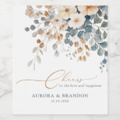 Soft Mute Earthy Tone Floral Water Wedding Weinetikett (Einzelnes Label)