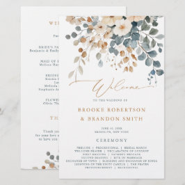 Soft Mute Earthy Tone Floral Wedding Program