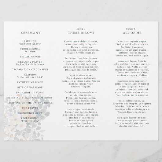 Soft Mute Earthy Tone Floral Wedding Program (Rückseite)
