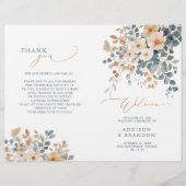 Soft Mute Earthy Tone Floral Wedding Program (Vorderseite)
