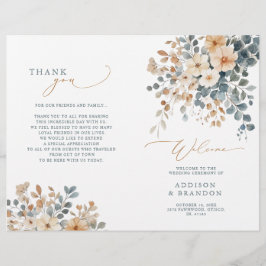 Soft Mute Earthy Tone Floral Wedding Program