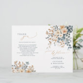 Soft Mute Earthy Tone Floral Wedding Program (Stehend Vorderseite)