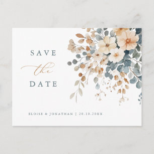 Soft Mute Erthy Tone Save the Date floral Postkarte