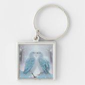 *~* Soft Mute Love Birds AP54 Art Winter Schlüsselanhänger (Vorne)