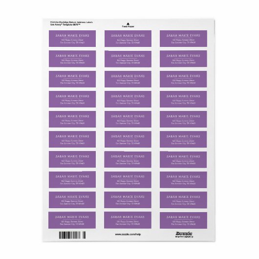 Soft Muted Lavender Stylish Return Address Labels (Vorne)