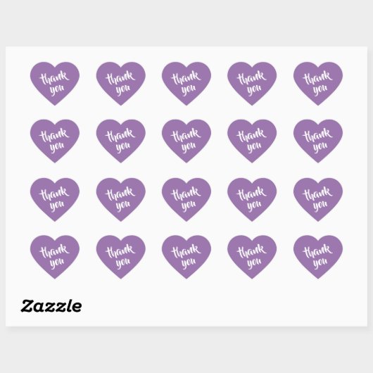 Soft Muted Lavender Thank You Heart Sticker (Blatt)