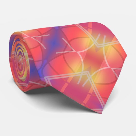 Soft Neon Layered Abstract Design Krawatte (Gerollt)