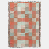 Soft neuronale Frosty Green und Warme Orange Check Decke (Vorderseite Vertikal)