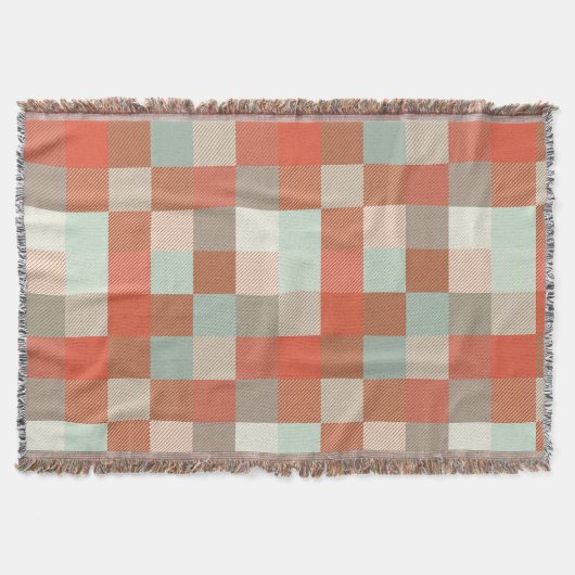 Soft neuronale Frosty Green und Warme Orange Check Decke (Vorderseite)