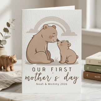 Soft Neutral Bear Mom Baby First Mothers Day Love Karte