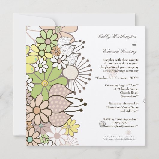 Soft Neutral Blooms Hochzeitseinladung Einladung (Rückseite)