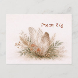 Soft Neutral Boho Feather Botanical Watercolor Postkarte