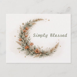 Soft Neutral Boho Floral Crescent Moon Postkarte