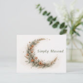 Soft Neutral Boho Floral Crescent Moon Postkarte (Stehend Vorderseite)