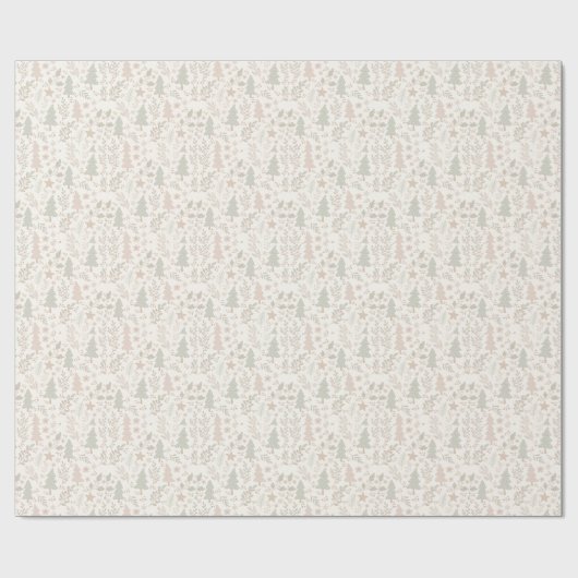 Soft Neutral Botanical Holiday Wrapping Paper Geschenkpapier (Flach)