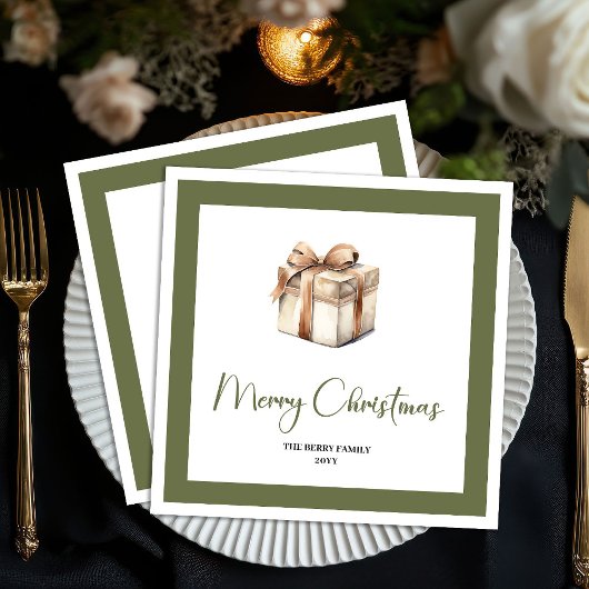 Soft Neutral Christmas Gift Personalized Napkins Serviette