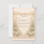Soft Neutral Desert Florals Wedding RSVP Karte (Vorderseite)