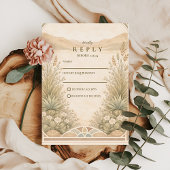 Soft Neutral Desert Florals Wedding RSVP Karte