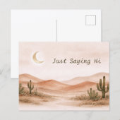 Soft Neutral Desert Moonlight Cactus Landscape Postkarte (Vorne/Hinten)