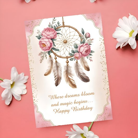 Soft Neutral Floral Birthday Karte