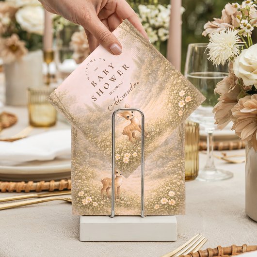 Soft Neutral Forest Critters Baby Shower Serviette